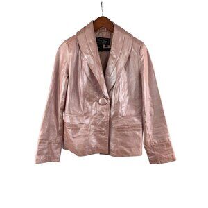 Terry Lewis Classic Luxuries Pink Leather Blazer Jacket PXS
